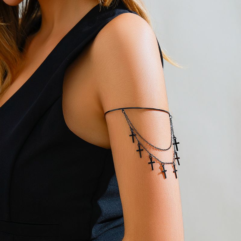 jewelry Sweet Cool Gothic Cross Butterfly Chain Multi Layer Open Arm Bracelet Leg Chain_voghion.com