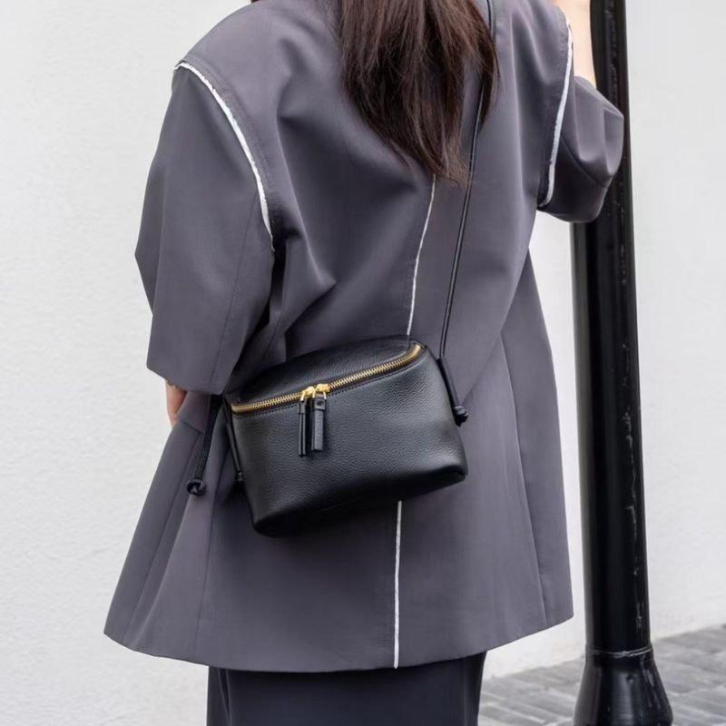 Genuine Leather For Women, Single Shoulder Crossbody Mini Lunch Box Simple Soft Cowhide Phone Bag, Travel Bag_voghion.com
