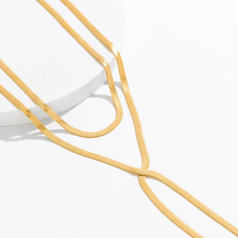 Dames sieraden hiphop metalen wind snake bone chain ketting trend geometrisch lang geweven sleutelbeen ketting_voghion.com