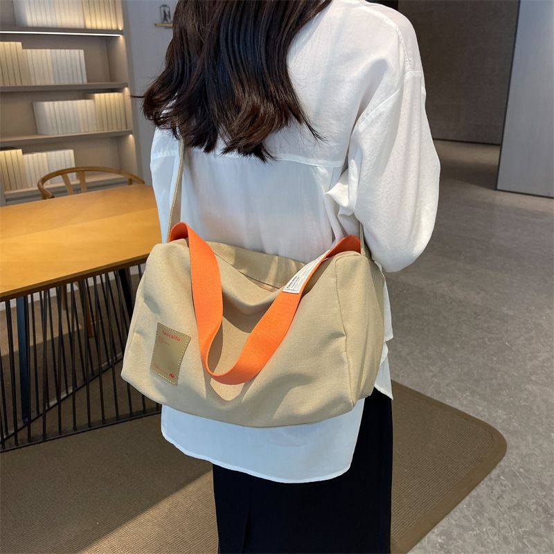 Grande capacidade nova bolsa de lona minimalista classe estudante bolsa diagonal de ombro único, bolsa de travesseiro feminina_voghion.com