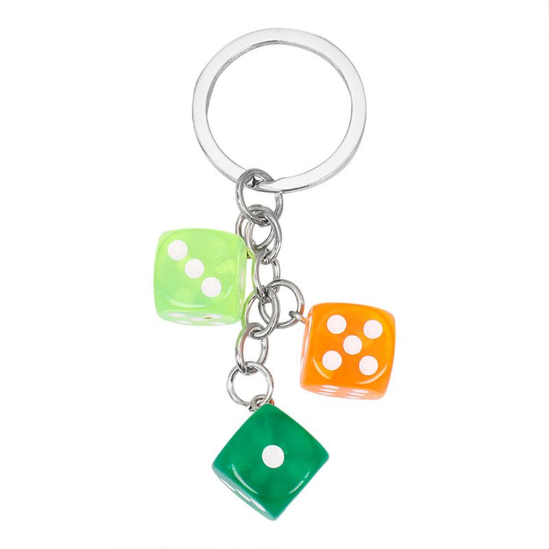 creative resin dice-shaped keychain pendant portable bag pen accessories pendant_voghion.com