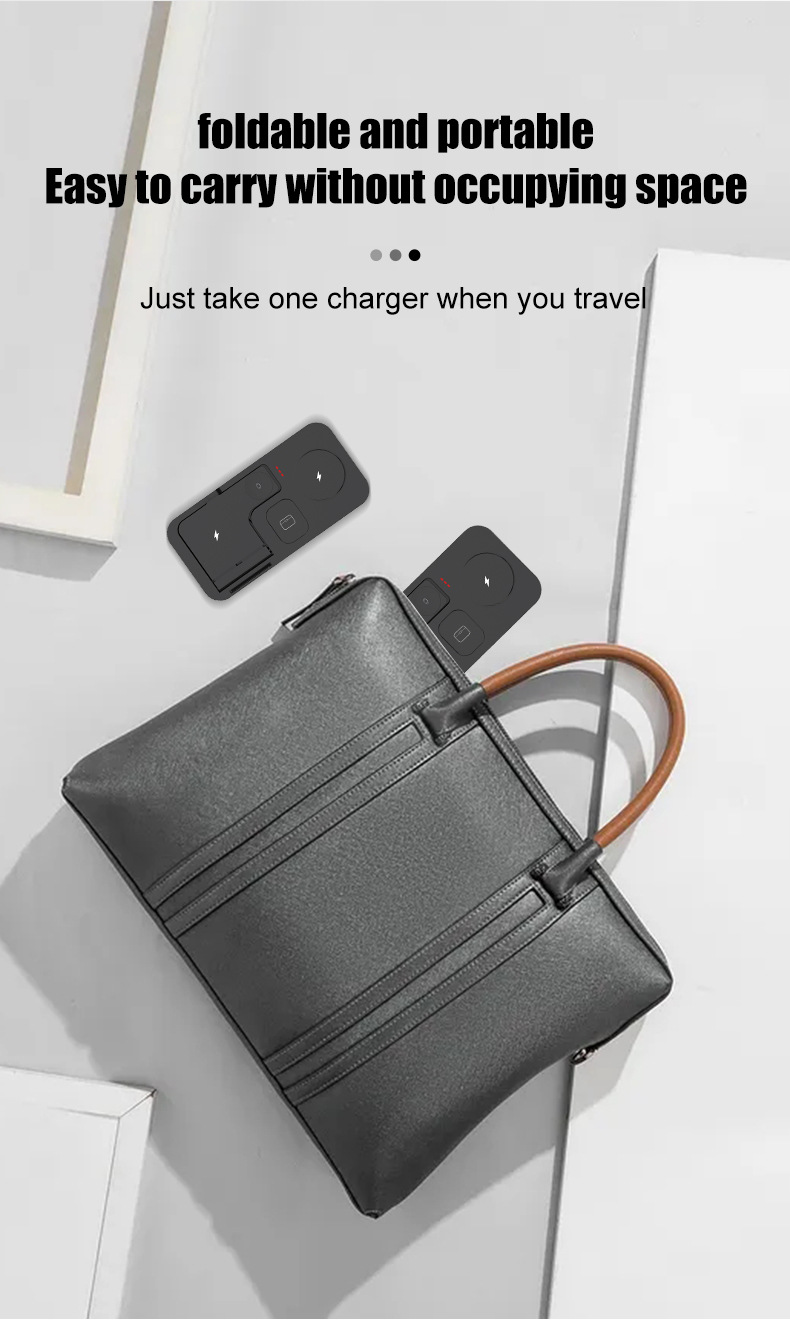 Vezeték nélküli töltő 4 az 1-ben iPhone 12 Pro Max 14 Plus 13 11 Samsung Xiaomi Oneplus Dual 15W összecsukható gyorstöltő állomás_voghion.com