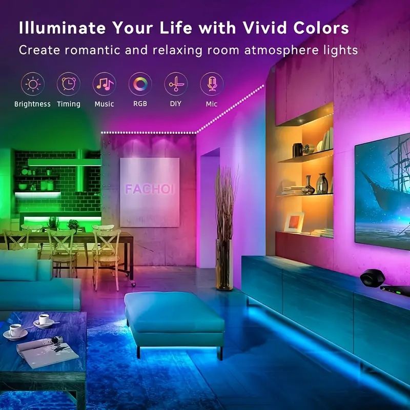 Bande lumineuse LED intelligente WS2812B 5 V USB RVB 5050, changement de couleur, contrôle par application Bluetooth, 18 LED/m, pour décoration intérieure, configuration de jeux, rétroéclairage TV._voghion.com