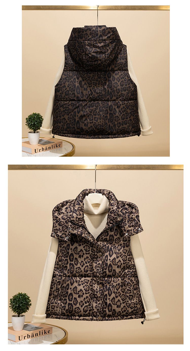 Women's Quilted Sleeveless Vest – Trendy Leopard Print & Solid Colors, Lightweight Warm Puffer Gilet For Casual & Office Outfits_voghion.com