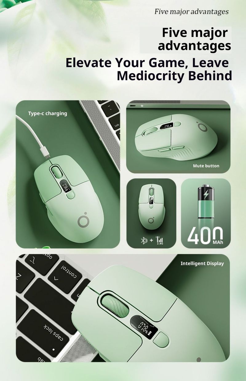 Digitex Digitex Forerunner Q1 Wireless Bluetooth Dual-Mode Screen Display Mouse Silent Charging For Girls Laptop Office_voghion.com