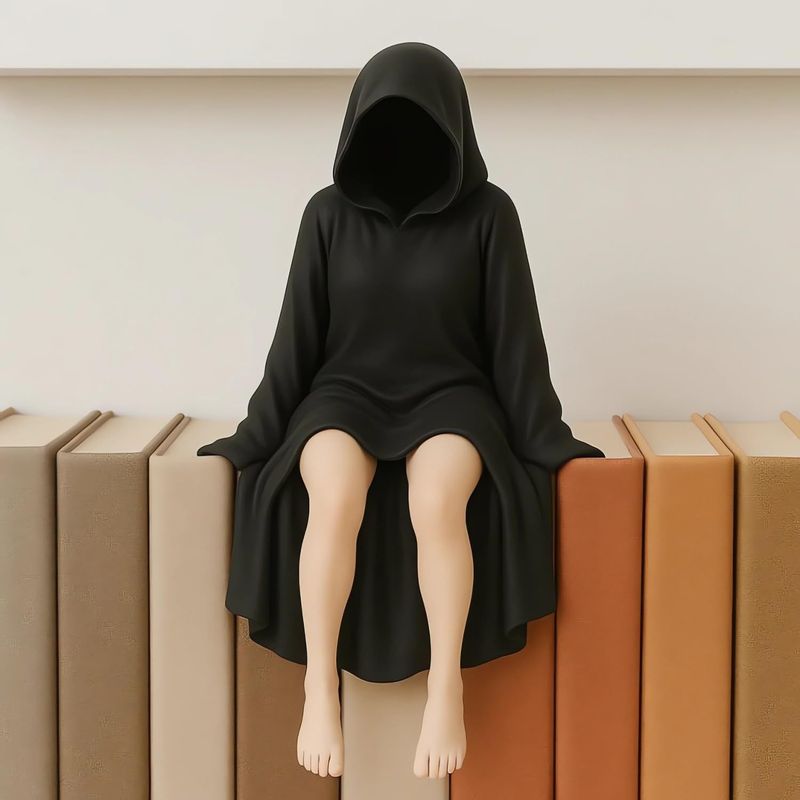 Neu Halloween Mysterious Statue Schwarz Robe Königin Bücherregal Figurine Dekoration_voghion.com