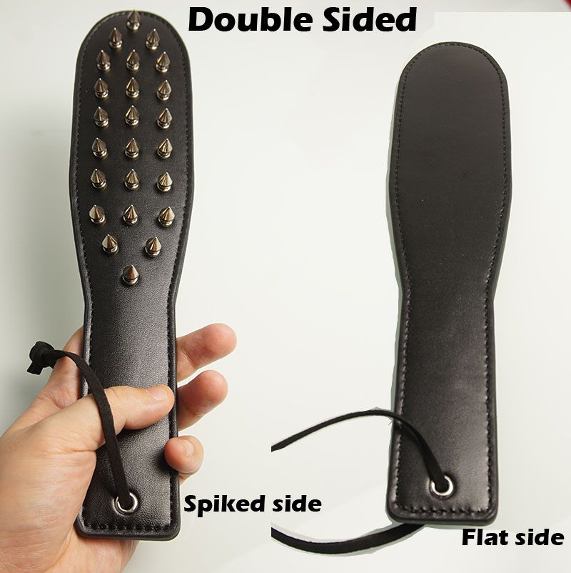 Paletta per sculacciate BDSM, frusta in pelle con punte a doppio lato, giocattoli sessuali per coppie, giochi per adulti, bondage, restrizioni_voghion.com