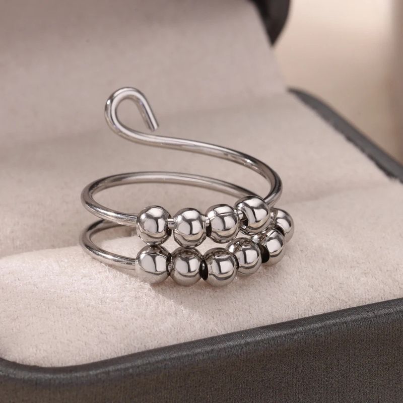 Anello rotante con perline aperte in rame placcato oro antistress e anti-ansia_voghion.com