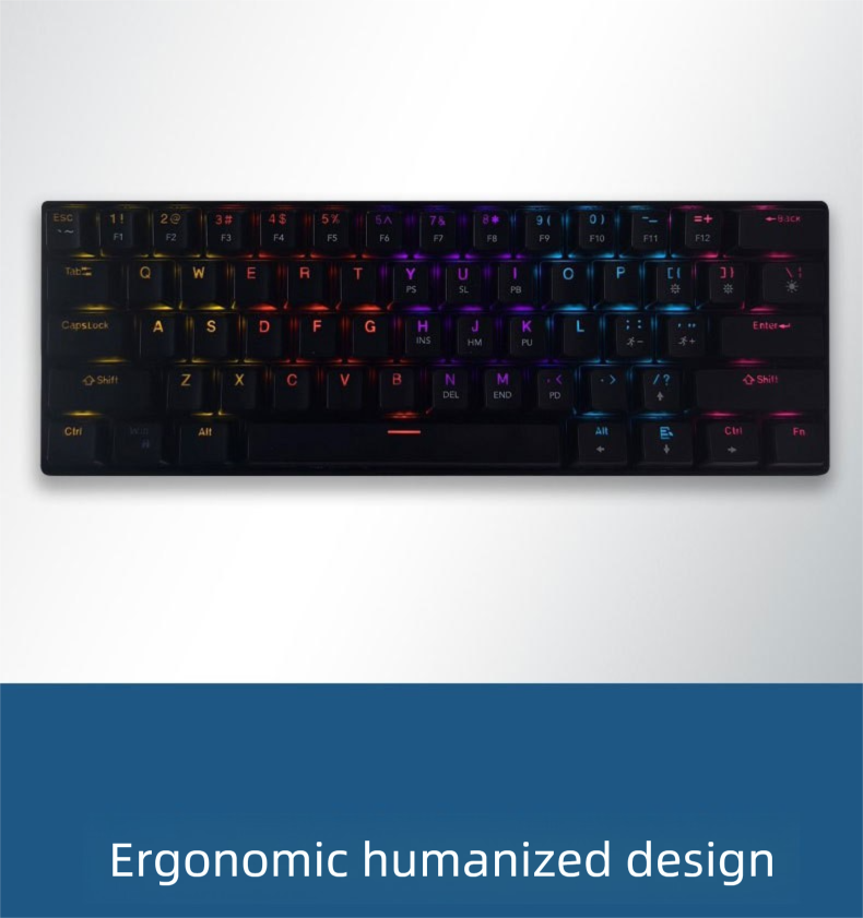 Tastiera K61 Verde Rosso Marrone Nero Separazione delle linee dei tasti Illuminazione RGB Gaming Interruttore meccanico reale_voghion.com