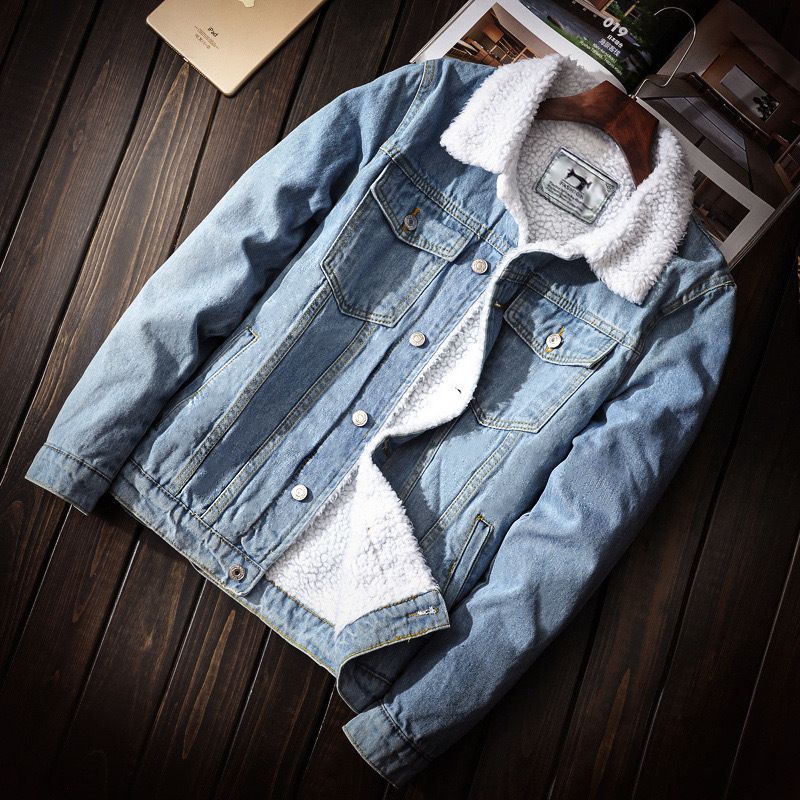 Chaqueta vaquera ligera y lavada para hombre, moderna, con forro polar, abrigo de invierno ajustado, ropa informal para jóvenes._voghion.com