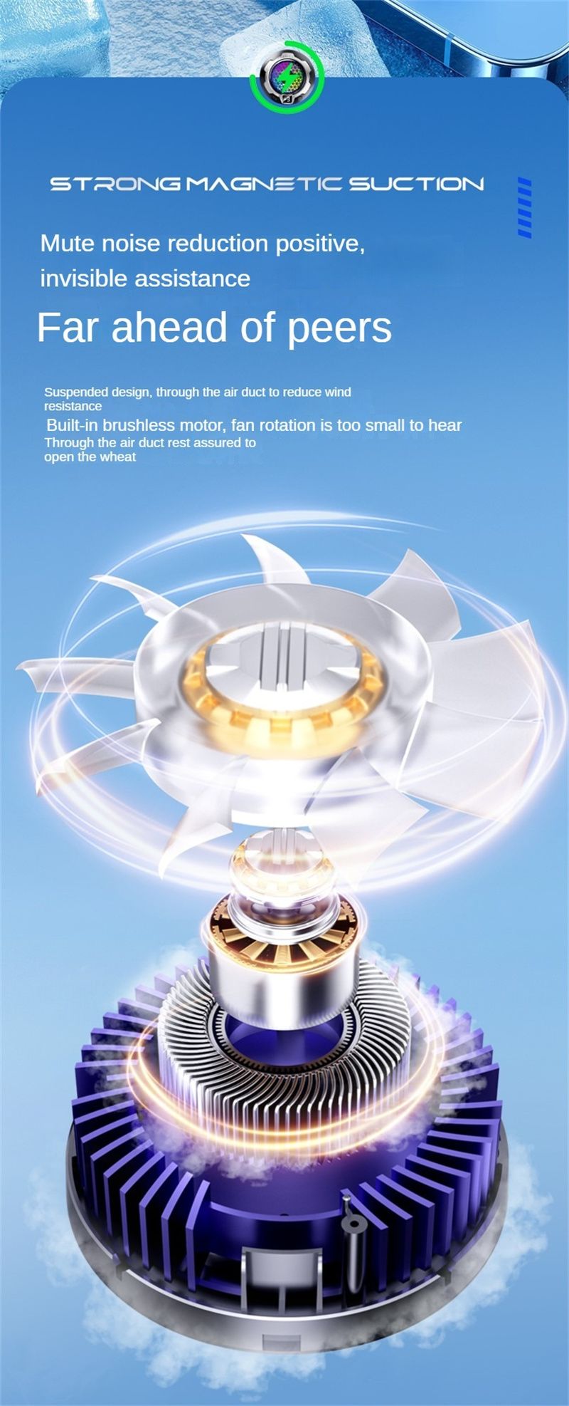 Wireless Charging Magnetic Phone Cooler For IPhone 15, 14, 13, 12, 11 S24 Ultra Back Clamped Phone Fan Game Cooling_voghion.com