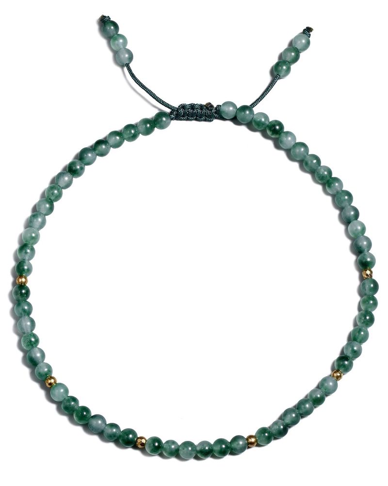 Cavigliera da spiaggia da donna in calcedonio verde con perline in filo di cera e agata di cristallo, regolabile, nodo piatto, 4 mm_voghion.com