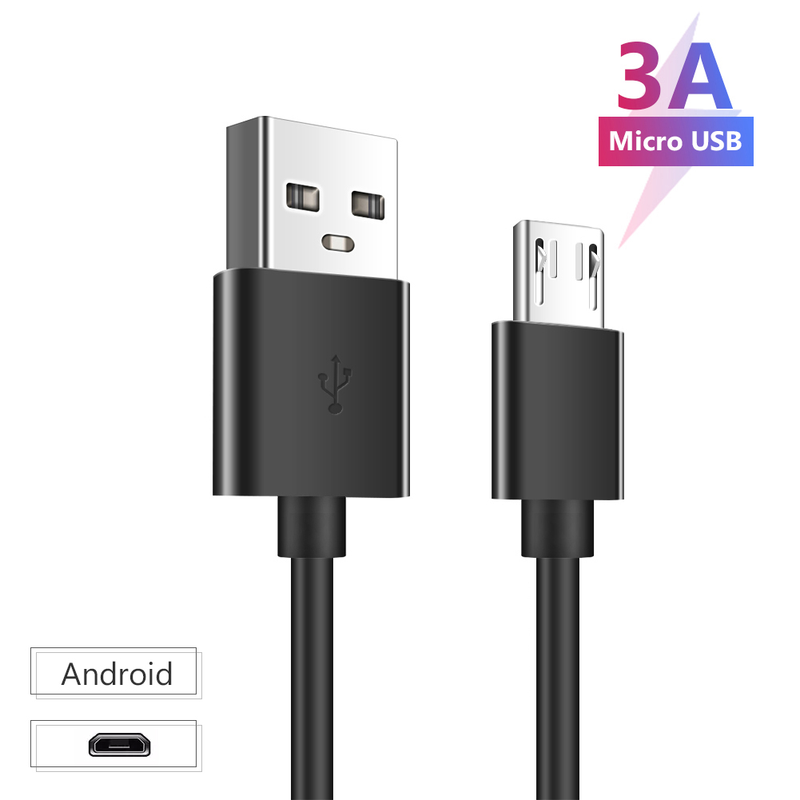 0.25m 1m 1.5m 2m 3m 3A Black USB A To Micro USB Cable Android Charge Cable Sync Data Charging Cord For Samsung Huawei Xbox One_voghion.com