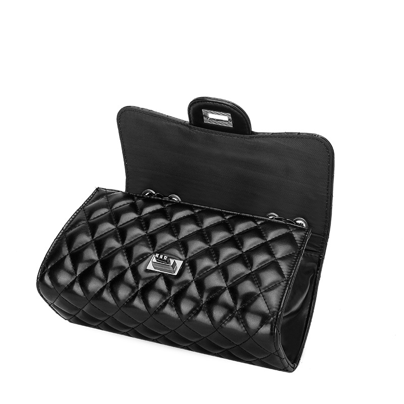 Borsa a catena a rombo da donna Nuove borse autunnali e invernali Borsa a tracolla da donna con chiusura a scatto_voghion.com