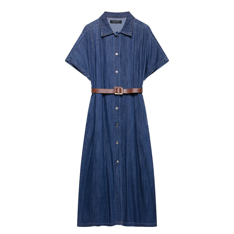 Z Spring New Women's Fashion Style With Belt Midi Cowboy Dress 0108025_voghion.com