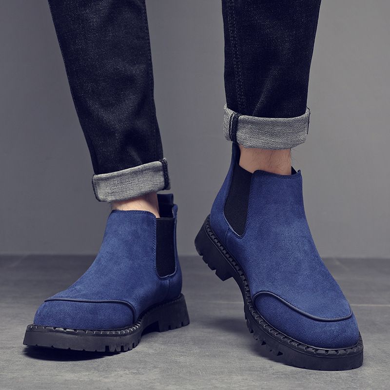 Fur Martin Boots Men's Round Head Platform Short Boots Medium Help Desert Boots Matte Leather Men_voghion.com