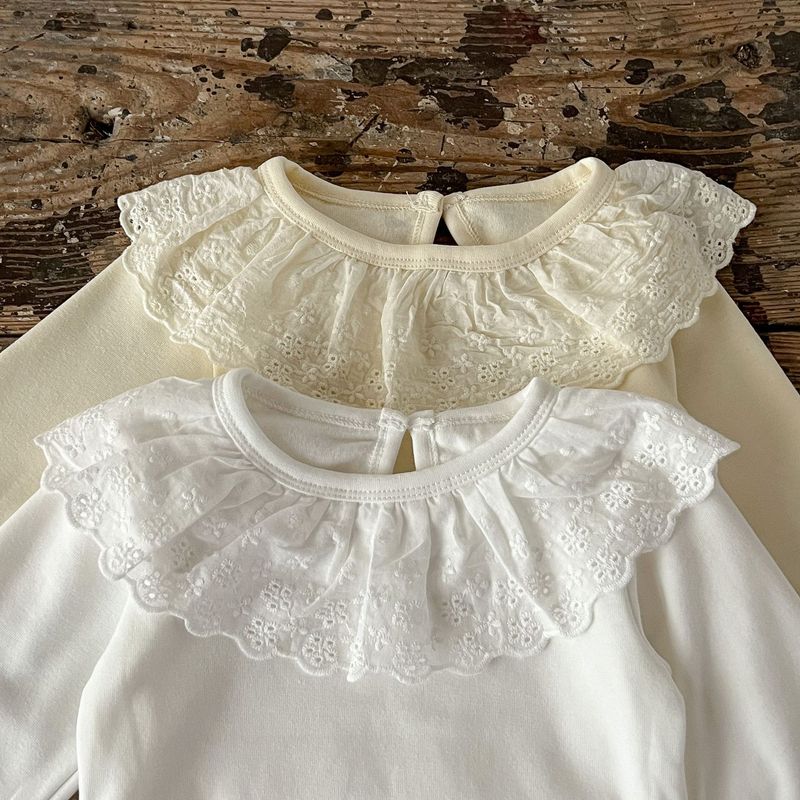Abbigliamento per bambini Camicia per bambina in cotone ad alta elasticità con base in pizzo e top in morbida pelle per bambini_voghion.com