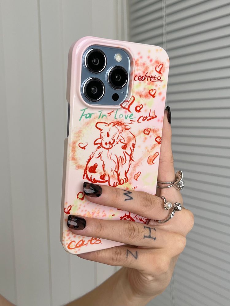 【 16 000 nasbíraných lidí 】 Nový růžový all inclusive kryt s motivem kočky Love Cat pro telefon 14/12promax/11/xr/8plus, odolný proti zašpinění X_voghion.com