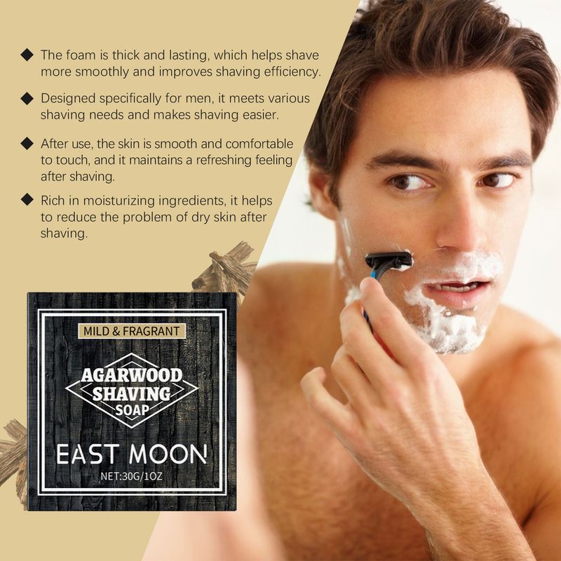 EAST MOON Agarwood Men's Gentle Cleansing Face Wash Sapone da barba idratante e rinfrescante portatile_voghion.com