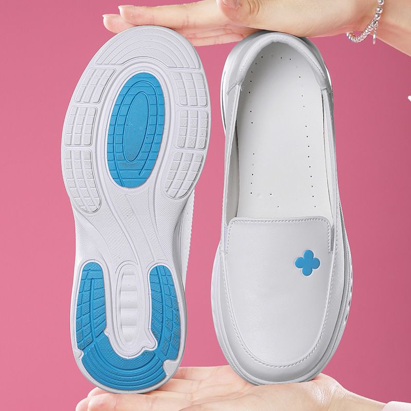 2025 Infirmière: Loftkëssen aus echtem Lieder fir Fraen, mëllen Buedem, atmungsaktiv, richt net, rutschfest, fir Spidolsaarbechten, wäiss D25_voghion.com