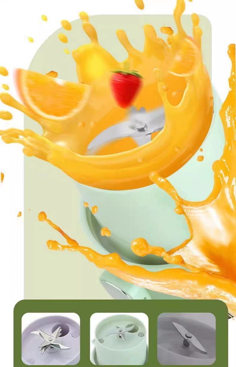 Portable Electric Juicer Blender Cup - 1000mL Large Capacity, 18000 RPM High Speed, 4 Blades, USB Rechargeable, Food-Grade PC Material, For Fruits_voghion.com