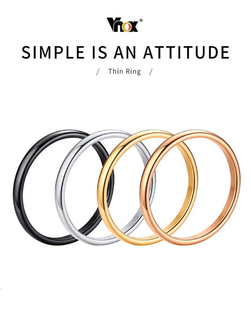 Vnox 2mm Anelli sottili per donne e ragazze in acciaio inossidabile massiccio Set minimalista Elegante anello di coda per feste Taglia extra piccola #3- #10_voghion.com