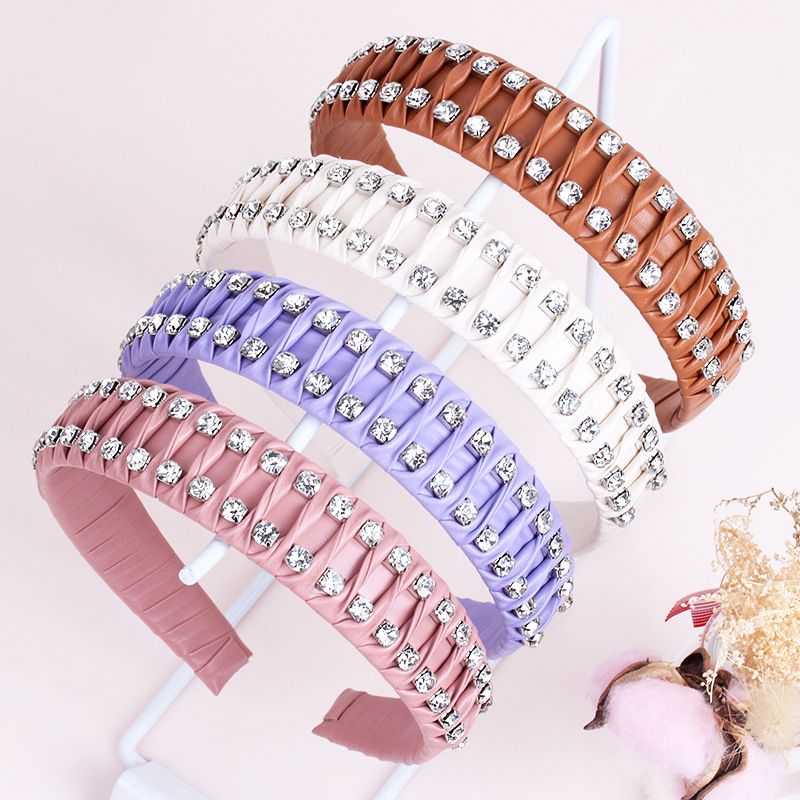 Forcina per capelli con catena a compressione in pelle e diamanti, accessori per capelli, nuovi copricapi, fascia per capelli da donna_voghion.com