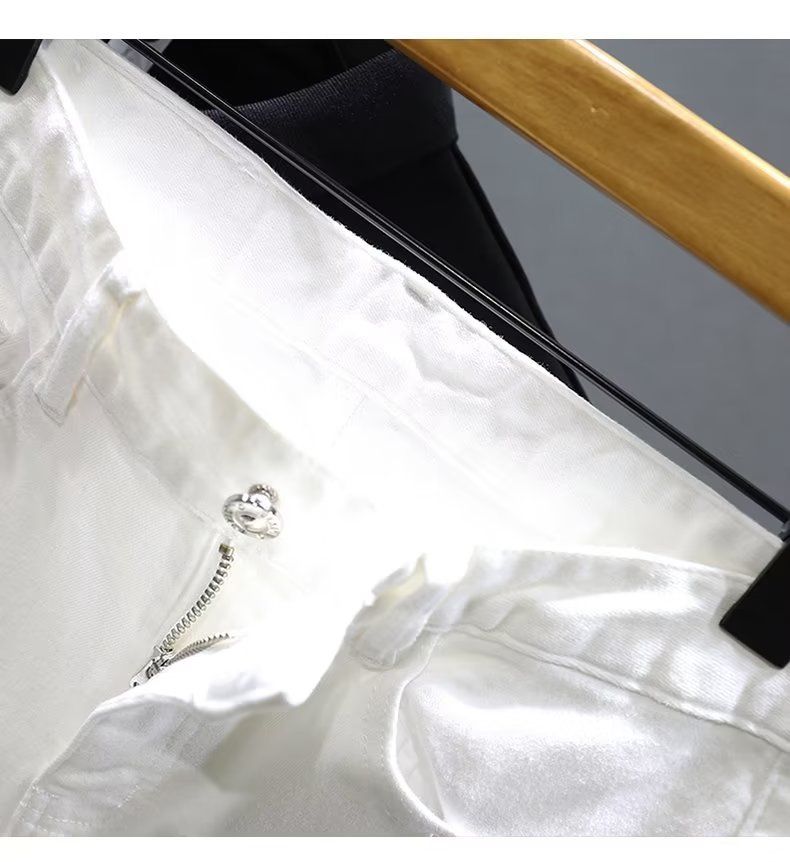 Erkek Giyim Beyaz denim şortlar erkek moda şortları erkek moda markası ince ve çok yönlü elastik yazlık ince şortlar_voghion.com