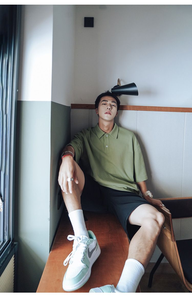 Polo Shirt Men's Summer Loose Solid Color Lapel Short T-shirt Simple And Versatile Teenage Half Sleeved Top Trendy_voghion.com