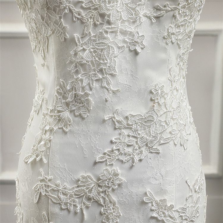 European and American wedding dress 2025 new style tube top slim fishtail trailing sweet lace French bride going out light wedding dress female_voghion.com