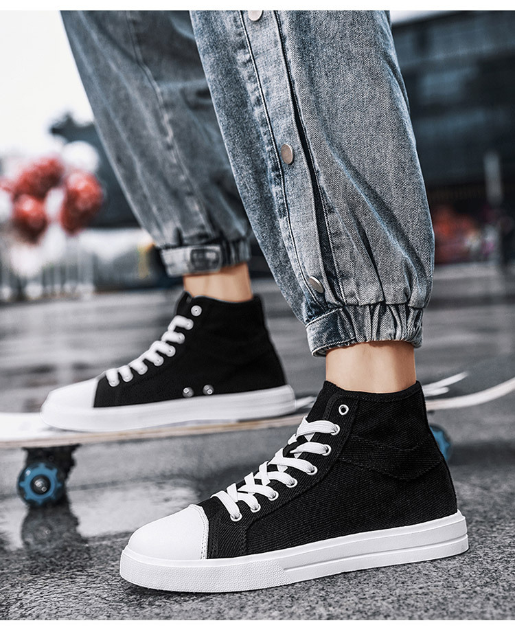 Herren-Sneaker zum Schnüren, klassisch, lässig, hoch oben, aus Segeltuch_voghion.com