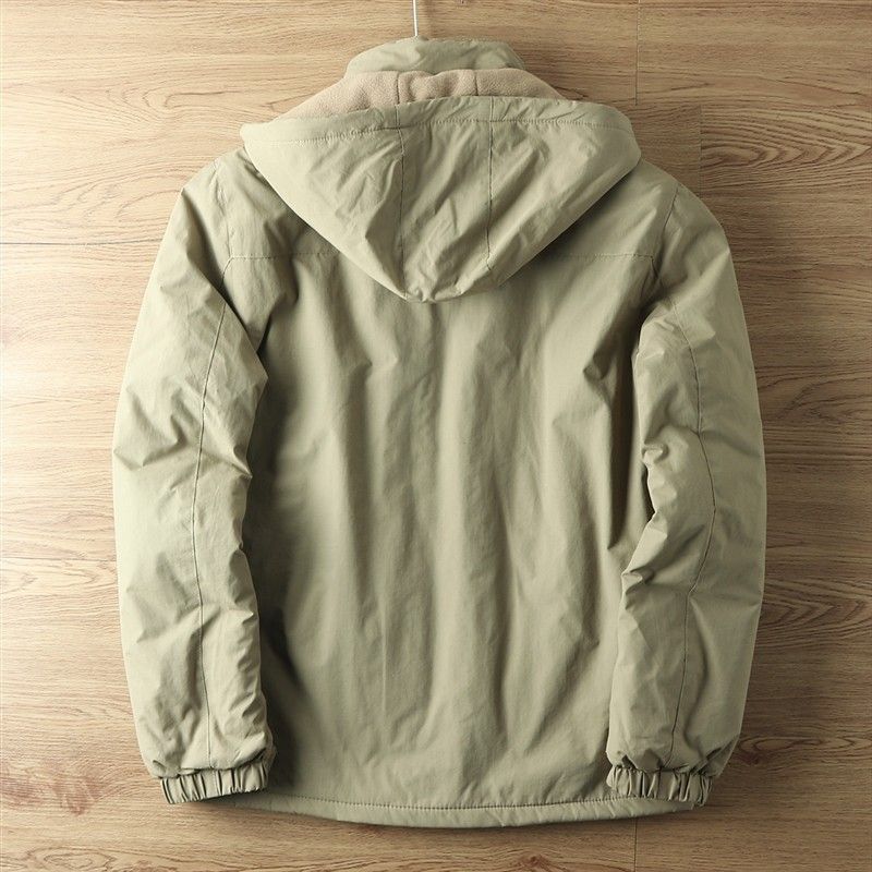 Herren-Windjacke mit abnehmbarer Kapuze – wasserdichter, winddichter Outdoor-Mantel mit Fleecefutter für den Winter, lässige, lockere Passform_voghion.com