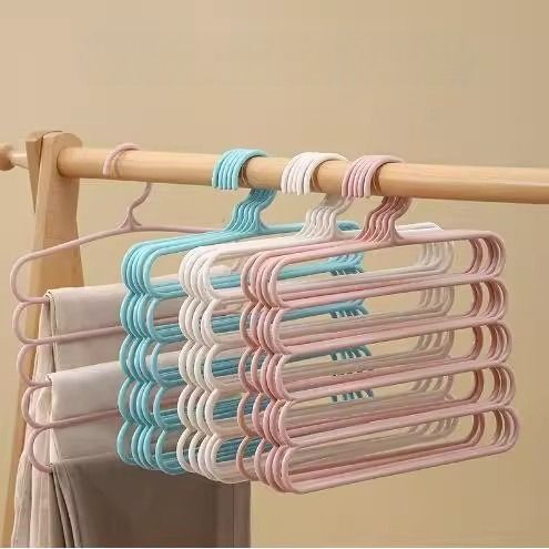 Five-layer Pants Rack Multifunctional Multi-layer Pants Hanger Household Magic Seamless Pants Rack Foldable Wardrobe Storage Artifact_voghion.com