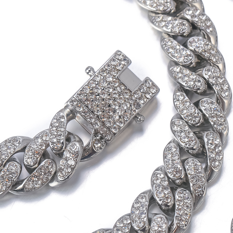 Full Iced Out Watch Erkek Küba Bağlantı Zinciri Bilezik Kolye Choker Bling Takı Erkekler İçin Büyük Altın Zincirler Hip Hop Erkek Saat Seti_voghion.com