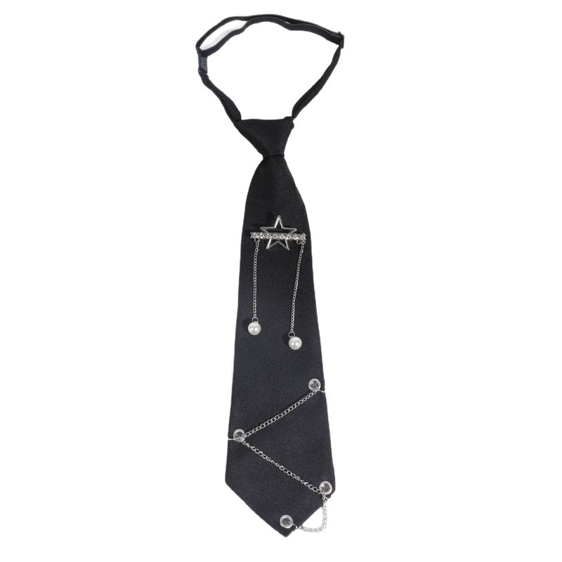 Cross-Border New Star Bowknot Chain Black No-Tie Necktie JK Women's Casual Party College Style Men's Trend_voghion.com