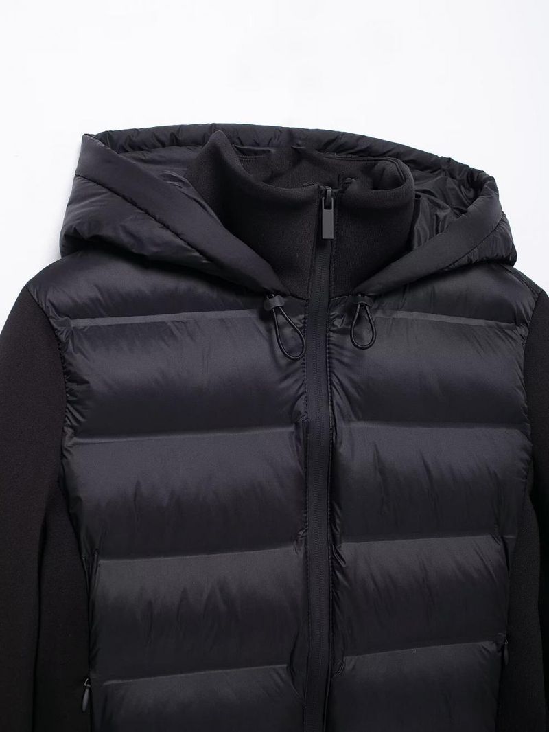 Giacca trapuntata casual con cappuccio da donna – Cappotto leggero a maniche lunghe per l'inverno (XS-L, esterno in poliestere, cerniera frontale)_voghion.com