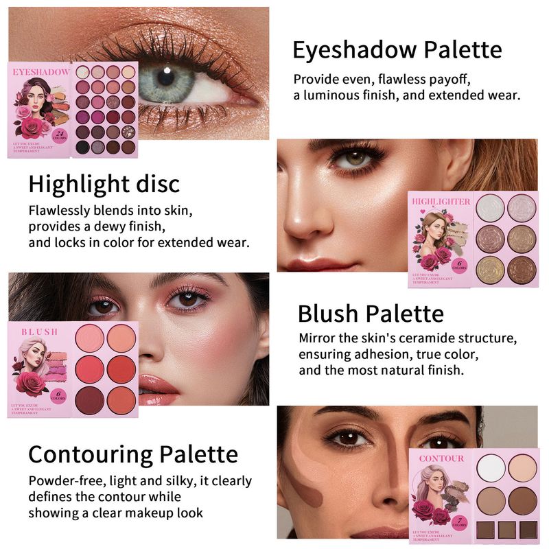 URATM 43-Color 4-Layer Flipbook Eyeshadow Palette - Matte & Pearlescent Shadows, Blush, Contour & Highlighter In One_voghion.com