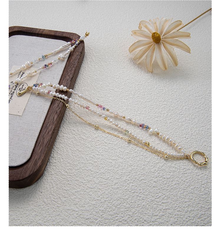 Set di tre bracciali con perle d'acqua dolce da donna, perle irregolari multicolori, bracciali impilabili boho fatti a mano per donna, regalo per lei_voghion.com