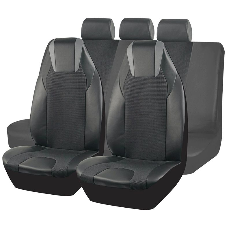 Nueva funda para asiento de coche de tela jacquard negra y gris PVC con capucha y personalidad tridimensional_voghion.com