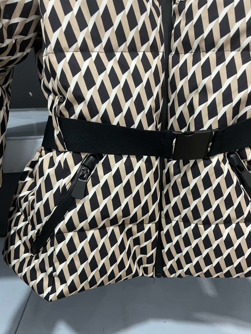 Trendy Ski-Inspired Quilted Set - Waist-Cinching Puffer Jacket & Pants With Belt Detail (Plaid, S-L)_voghion.com