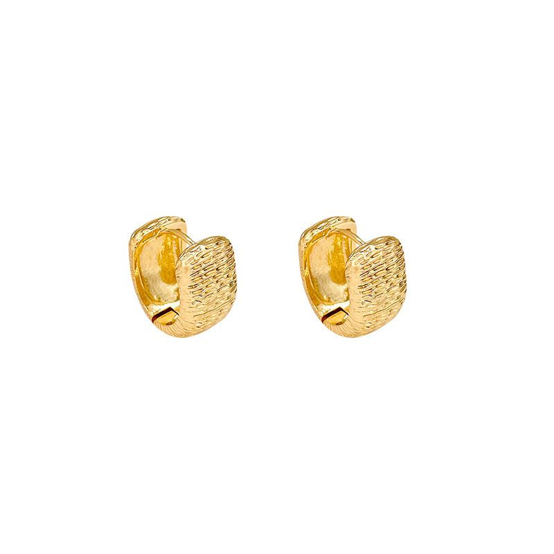 Boucles d'oreilles texturées en forme de U INS Boucles d'oreilles carrées double face polyvalentes en métal géométrique haut de gamme_voghion.com
