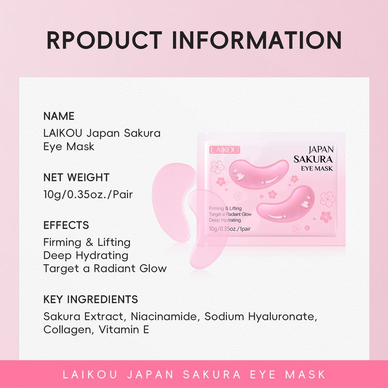 Máscara labial e para os olhos Laikou, 8 conjuntos de 5 peças, máscara hidratante para os lábios e para os olhos_voghion.com