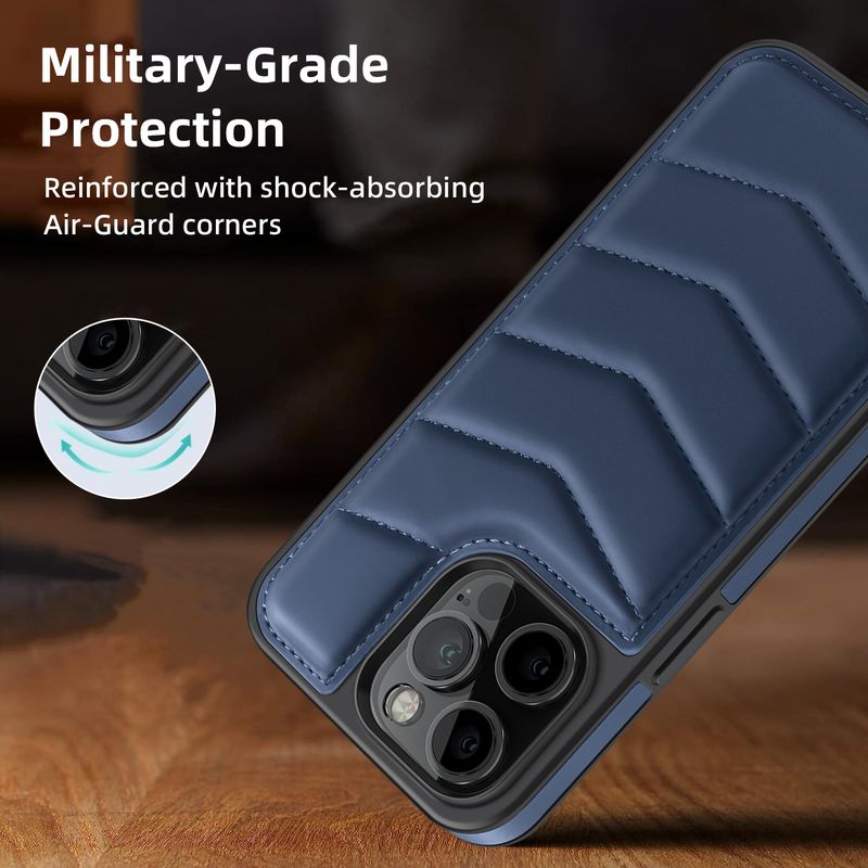 Custodia magnetica in pelle premium per iPhone 16/15/14 - Custodia portafoglio business con supporto nascosto e protezione RFID_voghion.com