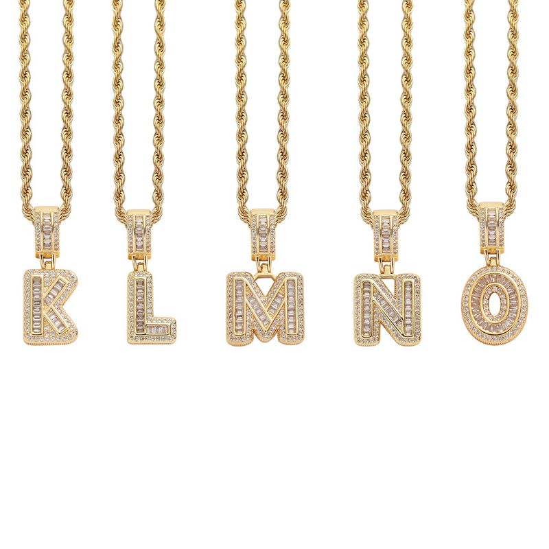Collana hip hop rock sugar square zirconio ciondolo lettera inglese moda hip hop uomo e donna lettera collana personalità alla moda_voghion.com