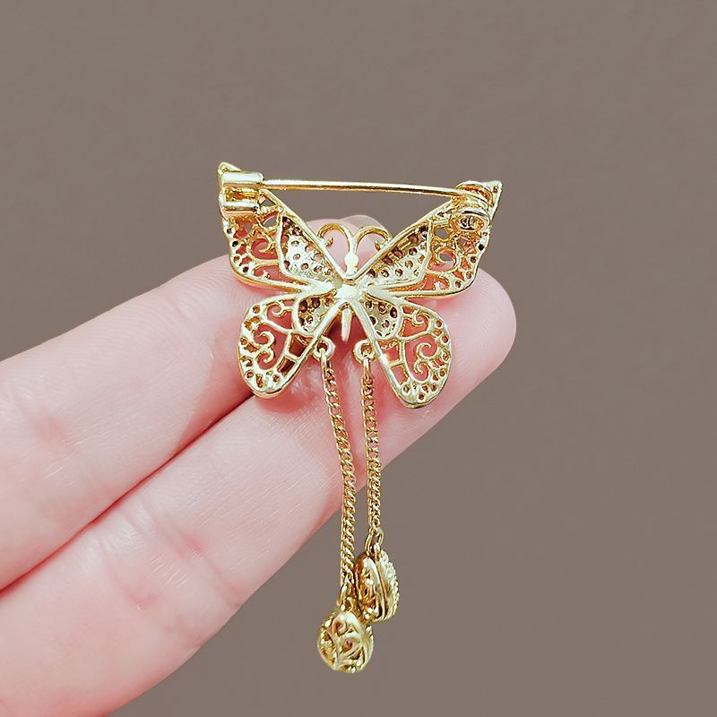 Hochwertige, exquisite, modische Schmetterlingsbrosche mit Fransen, Temperament-Corsage-Zubehör, hochwertige Cheongsam-Knopfleiste, Anti-Licht-Anstecknadel_voghion.com