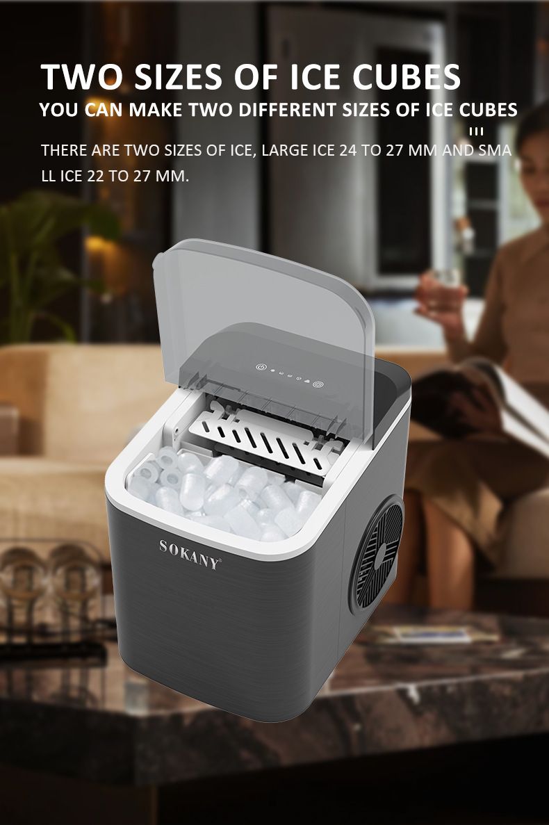 12KG/24H Compact Ice Maker, Automatic Self-Cleaning, 9 Ice Cubes In 6-8 Mins, With Scoop & Basket, EU Plug, For Home, Bar, Office, Party, 112W_voghion.com