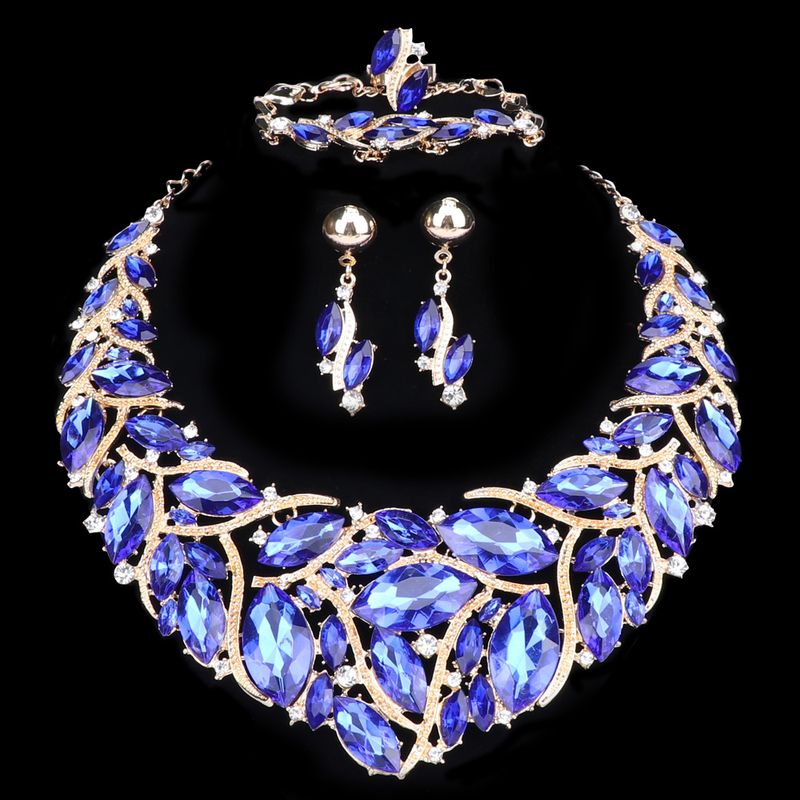 Set di collane in cristallo bohémien alla moda, gioielli da sposa, accessori da sposa, feste, accessori da sposa, accessori per matrimoni_voghion.com
