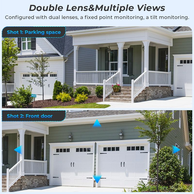 Dual-Lens Security Camera System - WiFi Outdoor PTZ & Bullet Camera With Night Vision (2-Way Audio Motion Detection Waterproof Remote Viewing)_voghion.com