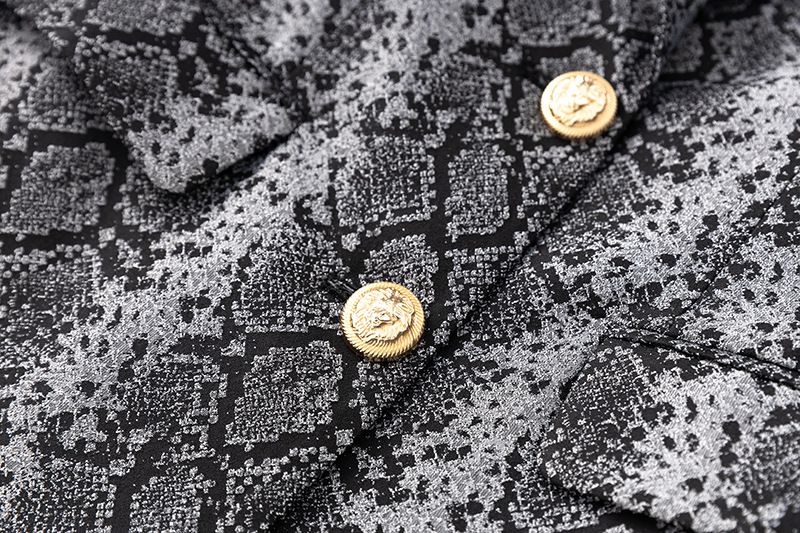 Women's Clothing Spring and Autumn new fashion jacquard leather mid length two button suit jacket long top_voghion.com