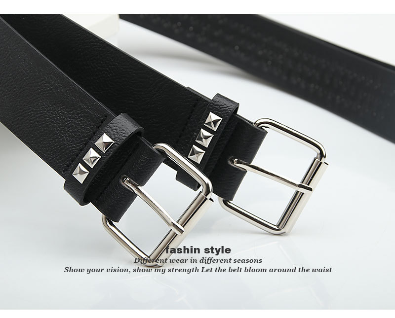 Men's Belts versatile cross-border retro square bead pyramid women's belt European and American punk jeans decorative belt for men_voghion.com